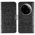 For Xiaomi 15 Ultra Sun Mandala Embossing Pattern Phone Leather Case(Black) - 1