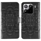 For Xiaomi 15 Pro Sun Mandala Embossing Pattern Phone Leather Case(Black) - 1