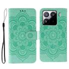 For Xiaomi 15 Pro Sun Mandala Embossing Pattern Phone Leather Case(Green) - 1