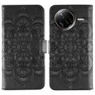 For Xiaomi Poco F7 Ultra / Redmi K80 Pro Sun Mandala Embossing Pattern Phone Leather Case(Black) - 1