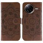 For Xiaomi Poco F7 Ultra / Redmi K80 Pro Sun Mandala Embossing Pattern Phone Leather Case(Brown) - 1