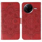 For Xiaomi Poco F7 Pro / Redmi K80 Sun Mandala Embossing Pattern Phone Leather Case(Red) - 1