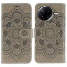 For Xiaomi Poco F7 Pro / Redmi K80 Sun Mandala Embossing Pattern Phone Leather Case(Grey) - 1