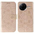 For Xiaomi Poco F7 Pro / Redmi K80 Sun Mandala Embossing Pattern Phone Leather Case(Rose Gold) - 1