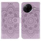 For Xiaomi Poco F7 Pro / Redmi K80 Sun Mandala Embossing Pattern Phone Leather Case(Purple) - 1