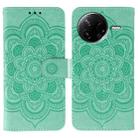 For Xiaomi Poco F7 Pro / Redmi K80 Sun Mandala Embossing Pattern Phone Leather Case(Green) - 1