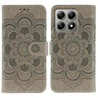 For Xiaomi 14T Pro Sun Mandala Embossing Pattern Phone Leather Case(Grey) - 1