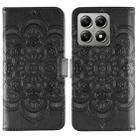 For Xiaomi 14T Pro Sun Mandala Embossing Pattern Phone Leather Case(Black) - 1