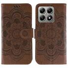 For Xiaomi 14T Pro Sun Mandala Embossing Pattern Phone Leather Case(Brown) - 1