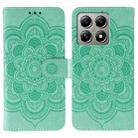 For Xiaomi 14T Pro Sun Mandala Embossing Pattern Phone Leather Case(Green) - 1