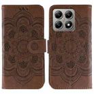 For Xiaomi 14T Sun Mandala Embossing Pattern Phone Leather Case(Brown) - 1