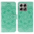 For Xiaomi 14T Sun Mandala Embossing Pattern Phone Leather Case(Green) - 1