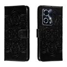 For Honor 90 GT Sun Mandala Embossing Pattern Phone Leather Case(Black) - 1