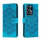 For Honor 90 GT Sun Mandala Embossing Pattern Phone Leather Case(Blue) - 1