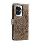 For Honor 100 Sun Mandala Embossing Pattern Phone Leather Case(Grey) - 3