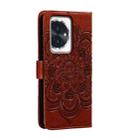 For Honor 100 Sun Mandala Embossing Pattern Phone Leather Case(Brown) - 3