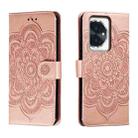 For Honor 100 Sun Mandala Embossing Pattern Phone Leather Case(Rose Gold) - 1