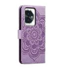 For Honor 100 Sun Mandala Embossing Pattern Phone Leather Case(Purple) - 3