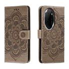 For Honor 100 Pro Sun Mandala Embossing Pattern Phone Leather Case(Grey) - 1