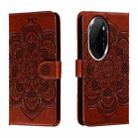 For Honor 100 Pro Sun Mandala Embossing Pattern Phone Leather Case(Brown) - 1