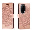 For Honor 100 Pro Sun Mandala Embossing Pattern Phone Leather Case(Rose Gold) - 1