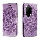 For Honor 100 Pro Sun Mandala Embossing Pattern Phone Leather Case(Purple) - 1
