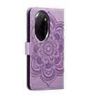 For Honor 100 Pro Sun Mandala Embossing Pattern Phone Leather Case(Purple) - 3