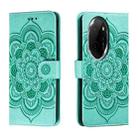 For Honor 100 Pro Sun Mandala Embossing Pattern Phone Leather Case(Green) - 1