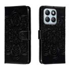 For Honor X8B Sun Mandala Embossing Pattern Phone Leather Case(Black) - 1