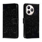 For Honor X50i+ Sun Mandala Embossing Pattern Phone Leather Case(Black) - 1