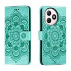 For Honor X50i+ Sun Mandala Embossing Pattern Phone Leather Case(Green) - 1