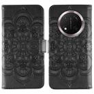 For Honor Magic7 Lite Sun Mandala Embossing Pattern Phone Leather Case(Black) - 1