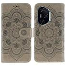 For Honor 400 Sun Mandala Embossing Pattern Phone Leather Case(Grey) - 1