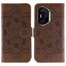 For Honor 400 Sun Mandala Embossing Pattern Phone Leather Case(Brown) - 1