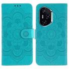 For Honor 400 Sun Mandala Embossing Pattern Phone Leather Case(Blue) - 1