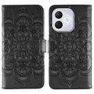For Honor 400 Lite Sun Mandala Embossing Pattern Phone Leather Case(Black) - 1