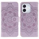 For Honor 400 Lite Sun Mandala Embossing Pattern Phone Leather Case(Purple) - 1