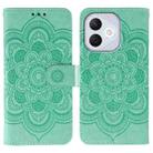For Honor 400 Lite Sun Mandala Embossing Pattern Phone Leather Case(Green) - 1
