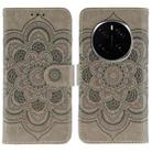 For Honor Magic7 Pro Sun Mandala Embossing Pattern Phone Leather Case(Grey) - 1