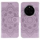 For Honor Magic7 Pro Sun Mandala Embossing Pattern Phone Leather Case(Purple) - 1