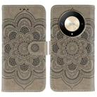 For Honor X9b / X50 / Magic6 Lite / X50 GT Sun Mandala Embossing Pattern Phone Leather Case(Grey) - 1
