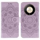 For Honor X9b / X50 / Magic6 Lite / X50 GT Sun Mandala Embossing Pattern Phone Leather Case(Purple) - 1