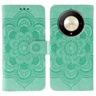 For Honor X9b / X50 / Magic6 Lite / X50 GT Sun Mandala Embossing Pattern Phone Leather Case(Green) - 1