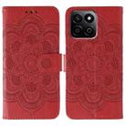 For Honor Play 60 Plus / 200 Smart / X7C Sun Mandala Embossing Pattern Phone Leather Case(Red) - 1