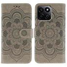 For Honor Play 60 Plus / 200 Smart / X7C Sun Mandala Embossing Pattern Phone Leather Case(Grey) - 1