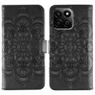 For Honor Play 60 Plus / 200 Smart / X7C Sun Mandala Embossing Pattern Phone Leather Case(Black) - 1