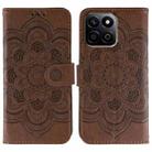 For Honor Play 60 Plus / 200 Smart / X7C Sun Mandala Embossing Pattern Phone Leather Case(Brown) - 1