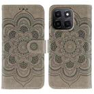 For Honor X6c 4G Sun Mandala Embossing Pattern Phone Leather Case(Grey) - 1