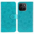 For Honor X6c 4G Sun Mandala Embossing Pattern Phone Leather Case(Blue) - 1