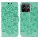 For Honor X6c 4G Sun Mandala Embossing Pattern Phone Leather Case(Green) - 1